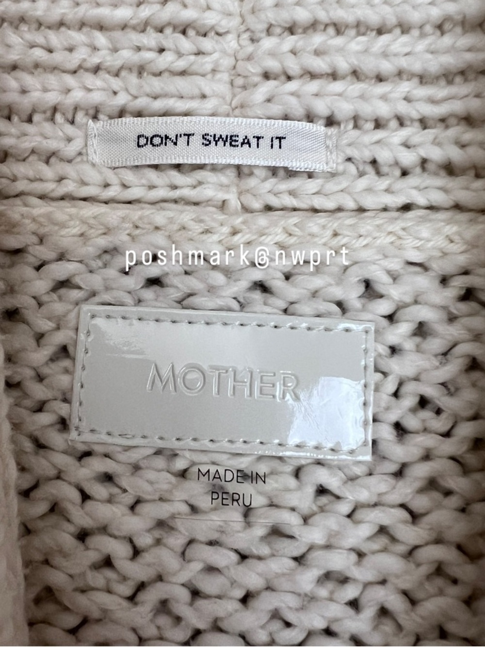 MOTHER De Gaulle Shawl Collar Cotton Knit Cardigan Sweater XS Cream White Aztec - Picture 5 of 14